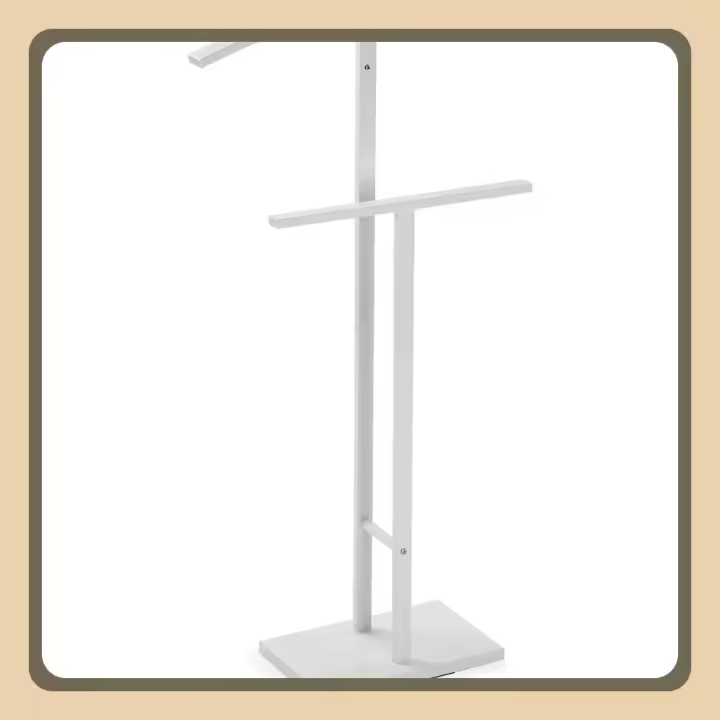 Lund Galán de Noche Moderno Multifuncional con 2 Perchas o Colgadores para Ropa de Hombre o Mujer, Medidas (Al x L x An) 100 x 20 x 52 cm, Acero, Color Blanco - 1