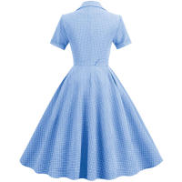 Elegante estilo de color en contraste a cuadros Hepburn con cinturilla fina, de gran tamaño - details 7