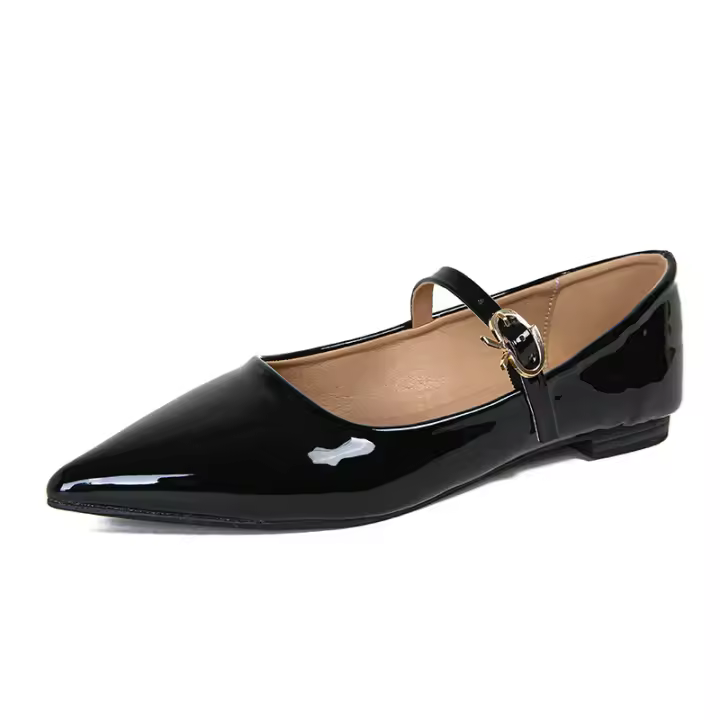 Zapatos Mary Jane de mujer con punta puntiaguda, boca poco profunda y charol. - 1