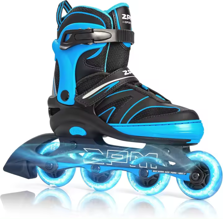 Patines en línea regulables para niños con luces intermitentes para niños y niñas con luz completa hasta ruedas iluminadas - 1
