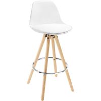 2 x Taburete de Bar con Respaldo, Marco de Madera Maciza Imitación de Cuero, para Cocina, Bar, Paquete de 2 Unidades Blanco - details 4