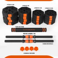 Mancuernas Ajustables Antideslizantes Barra de Cierre de Seguridad Kit de Ejercicio Hexagonal 10kg-50kg - details 1