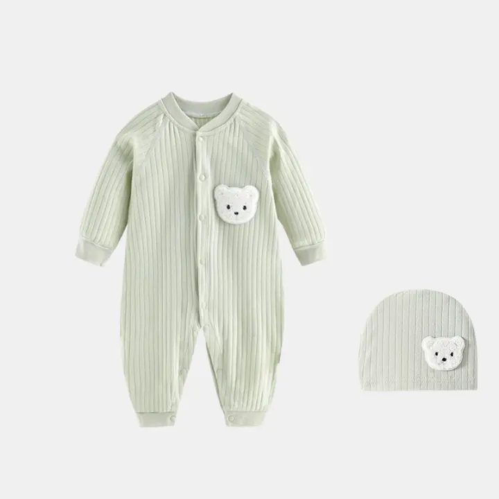 Pelele de algodón para bebé, mono de oso de Color sólido, ropa de una pieza para recién nacido, 0 a 18 meses, Otoño, 2023 - 1