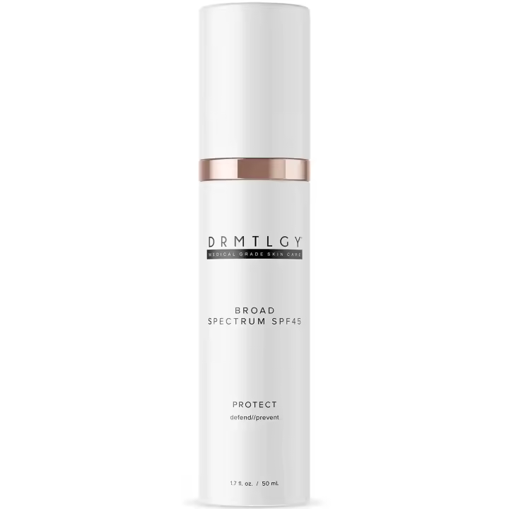 DRMTLGY Anti-envejecimiento Clear SPF 45 Protector solar de óxido de zinc sin aceite Hidratante facial para maquillaje ligero sensible al acné y propenso - 1