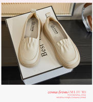 Suela de espuma de cuero pequeños zapatos blancos nueva plataforma de un pedal solo zapatos de las mujeres retro versátil mocasines - details 19