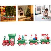 Tren de Madera de Navidad Mini Tren de Madera Mini muñeco de Nieve de Madera Tren de Madera Ornamento de Tren de Navidad para - details 6