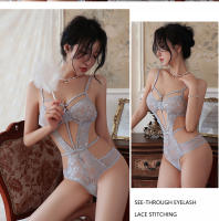 Conjunto de Lencería Sexy para Mujeres Camisola de Encaje con Diseño Transparente y V-Hollow - details 17