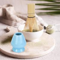 Juego de batidor de bambú de 4 piezas, cuchara de té, batidor de 100 puntas (Chasen), cuchara tradicional (Chashaku), cuchara de té, batidor azul - details 1