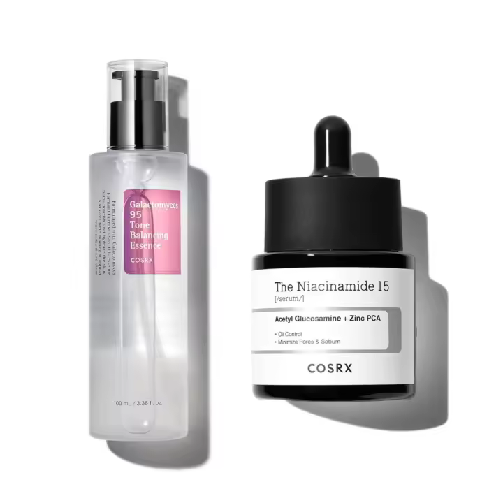 COSRX Morning Routine- Esencia equilibrante de galactomicos esenciales diarios y suero de niacinamida al 15% para mejorar la aspereza y minimizar - 1