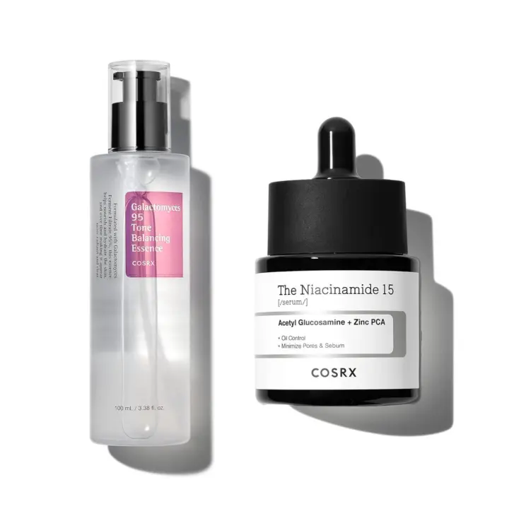 COSRX Morning Routine- Esencia equilibrante de galactomicos esenciales diarios y suero de niacinamida al 15% para mejorar la aspereza y minimizar - 1