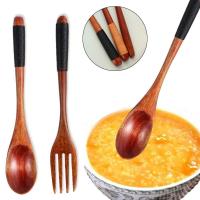 Juego de cubiertos de madera portátil, juego de cuchara, tenedor, cuchara, té de la tarde, postres, frutas, vajilla de viaje - details 3