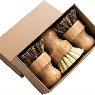 Cepillo de limpieza de bambú para cocina - Cepillo natural para lavar ollas y platos delicados para el hogar - 1