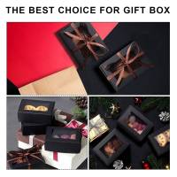 Mini caja de papel Kraft con ventana, caja de embalaje para dulces de panadería, jabón casero, 50 piezas, negro - details 5
