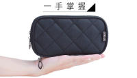Mini bolsa de almacenamiento para cosméticos, bolsa de almacenamiento portátil negra para cosméticos, bolsa pequeña para cosméticos con rombos - details 6