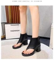 Tacones altos con corte grueso, bordados, cosidos, puntiagudos y con tobillo de vaquera, botas cortas en rojo marrón negro US5-11 - details 4
