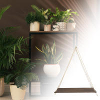 Wooden Rope Swing Storage Rack Large Space Modern Simple Design Rack for Living Room Bedroom Bathroom - details 5