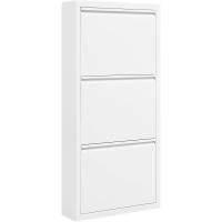 3 Cajones Abatibles Mueble Recibidor Organizador para Zapatos Estrecho Metal Ahorro Espacio Blanco 50x15x106 cm - details 6