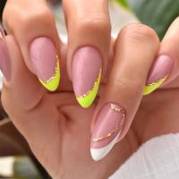 24 piezas de uñas francesas para mujer, parches de uñas postizas, estilo veraniego, diseño morado, juego completo, usable - details 5