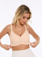 Sujetador con borde de acero Jacquard para mujer, ropa interior cómoda de gran tamaño, soporte superior - details 2
