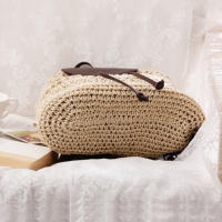 Mochila con cordón para mujer, bolso de paja a la moda, bolso de hombro de viaje de gran capacidad, para playa y verano - details 14