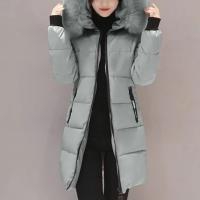 Moda mujer invierno algodón abrigo Parka grueso acolchado relleno con capucha longitud media cálido Zip Up Slim señora abajo abrigo largo - details 12