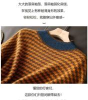 Suéter de punto suelto y fino de medio cuello alto para mujer 22 otoño suéter informal a cuadros de manga larga para mujer - details 5