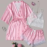 Conjunto de pijama para mujer, pijamas sexy Ence, pijamas de seda satinada con bata, ropa para el hogar, regalos para novia y esposa - details 1