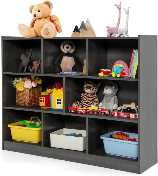 Estantería Infantil de 3 Niveles Organizador de Juegos de Madera Mueble Multiuso para Libros y Juegos 122 x 32 x 93 cm (Blanco) - 1