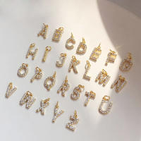 Imitación de perlas para mujeres, Pendientes de letra inicial con encanto de nombre de micro-inserción de circonita de moda Colla - details 3
