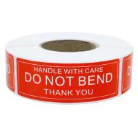 Rollo de pegatinas de advertencia rojas, etiquetas recordatorias para embalaje de transporte, manejo suave con cuidado, no doblar, 250x2,5 cm, 7,5 - details 10