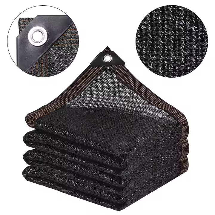 Tela de sombreo negra parasol 90% parasol para terrazas de jardín con ojales de aluminio para colgar más fácilmente Tela de sombreo con protección UV malla negra para flores de invernadero, plantas, terrazas - 1