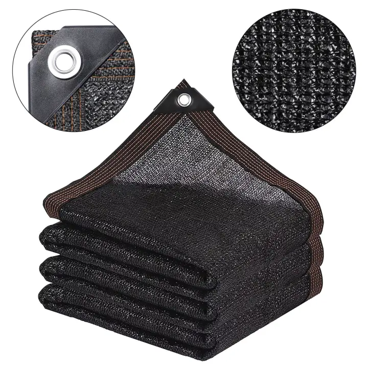 Tela de sombreo negra parasol 90% parasol para terrazas de jardín con ojales de aluminio para colgar más fácilmente Tela de sombreo con protección UV malla negra para flores de invernadero, plantas, terrazas - 1