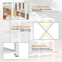 Cocina Mueble para Almacenamiento de Cocina Estantes de Cocina con Ganchos para Almacenamento Estante de Horno de Microondas,Estanterías de Cocina con 3+3 estantes Blanco - details 6