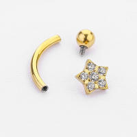 Piercing para el ombligo de titanio F136, 14 gramos, barra plana de circonita, Anillo para el ombligo, ceja brillante, joyería para el cuerpo - details 2