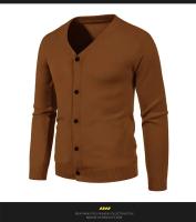 Cárdigan de punto para hombre, M-5XL de otoño, suéter fino básico elástico ajustado con cuello en V, abrigo informal versátil de Color sólido, 2024 - details 12