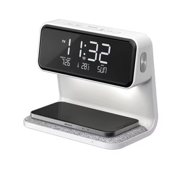 Nuevo reloj despertador multifunción tres en uno de carga inalámbrica luz de noche de carga rápida luz ambiental cargador de móvil reloj luz de noche - 1