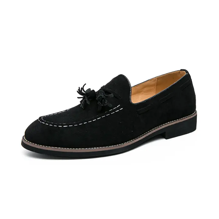 Mocasines de gamuza de gran tamaño, versión coreana de zapatos de cuero de traje de color sólido a la moda. - 1