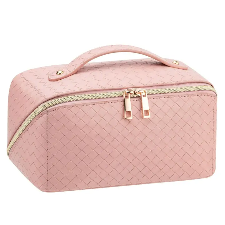 Scttomon Bolsa de Cosméticos de Viaje Gran Capacidad, Abre Flat, Impermeable, Cuero PU - 1