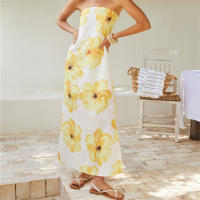 Vestido sin mangas con hombros descubiertos y estampado de flores para mujer, vestido largo de verano para fiesta y discoteca - details 2