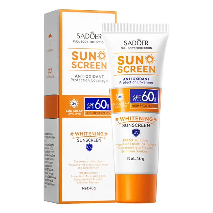 Crema protectora solar orgánica SPF60, blanqueamiento facial, protección UV, aislamiento, antirojeces, Gel calmante hidratante Sunfast, 40g - 1