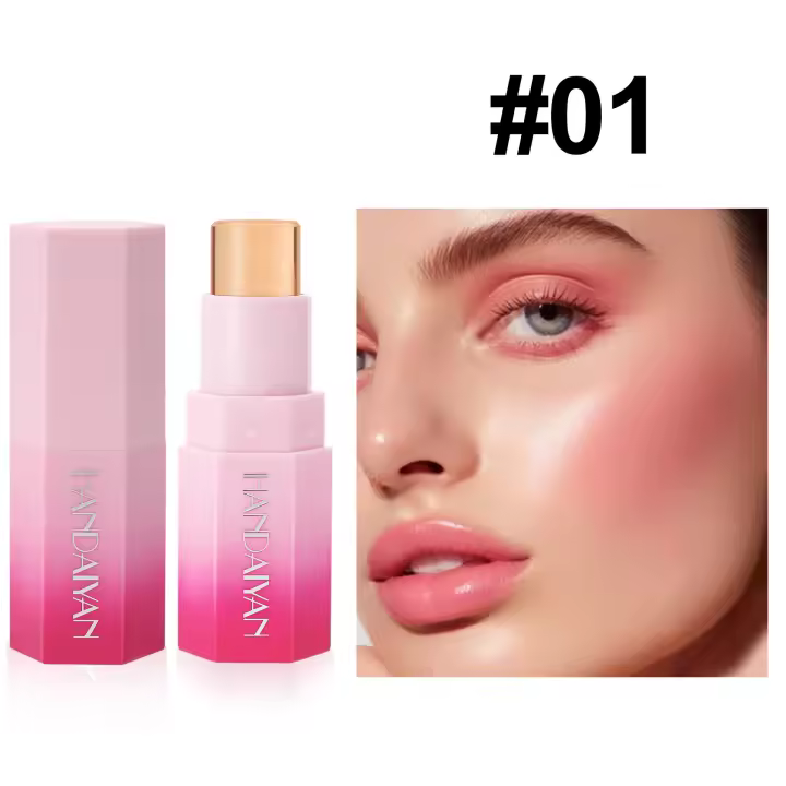 Colorete en crema que cambia de calor, colorete en barra, resaltador Handaiyan, crema multiusos, colorete sólido mate - 1