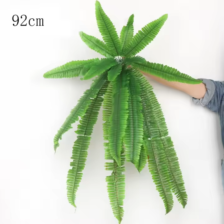 Helecho de plástico de alta calidad para colgar en la pared, helecho Artificial de ratán de hoja persa grande para restaurante - 1