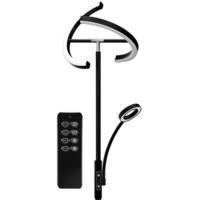 lámpara de pie regulable LED |   Lámpara de pie plateada 20W con lámpara de lectura flexible 7W |   4 temperaturas de color para salón, dormitorio, oficina, hotel - details 14