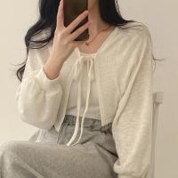 2025 cárdigan blanco Kawaii para mujer, camisa fina que combina con todo, informal, coreana, con cordones, novedad de verano - details 1