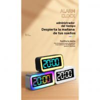 Despertador Digital de Cabeza con Luz Nocturna Dinámica RGB Doble Alarma, Regulador de Intensidad, Cargador USB Ideal para Adultos, Niños y Adolescentes - details 0