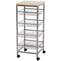 Carrito de Cocina de 4 Niveles Rodillas Estantería de Almacenamiento Botellero Para Sala de Estar - details 11