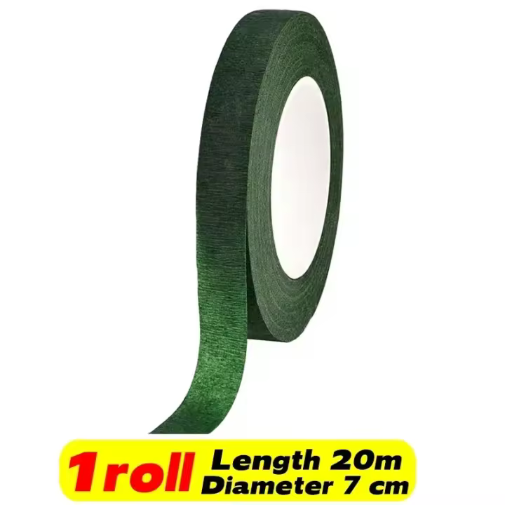Cinta Floral Verde Autoadhesiva Papel de Envoltura de Pétalos para Decoración de Flores DIY - 1