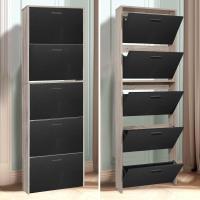 Mueble zapatero de 12 pares - Estantería de gran capacidad para vestíbulo o pasillo - (ancho) 60 x (profundidad) 24 x (alto) 80 cm - Madera clara blanca - details 122
