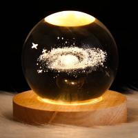 Luz nocturna LED USB, lámpara Galaxy Crystal Ball, lámpara 3D planeta luna, decoración del hogar - details 3