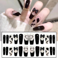 Pegatinas de Uñas de Estilo Francés de Cubierta Completa Uñas Falsas Rectangulares Largas con Pegamento para Manicura Casera DIY - details 5
